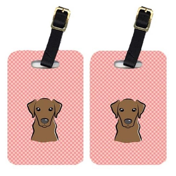 Carolines Treasures Carolines Treasures BB1234BT Pair Of Checkerboard Pink Chocolate Labrador Luggage Tags BB1234BT - main